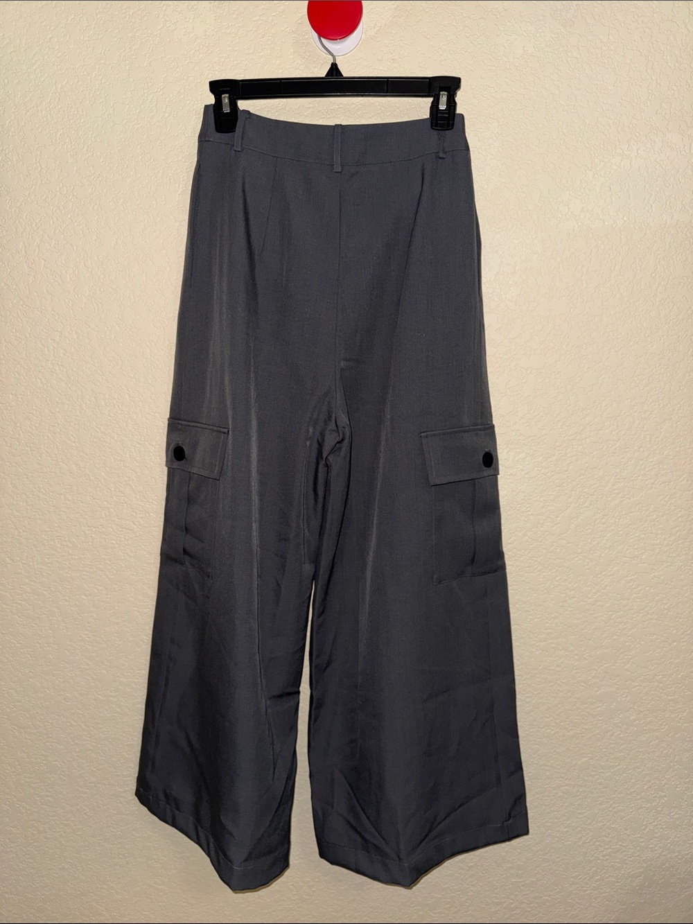C•MENSE Charcoal Gray Wide Leg Cargo Pants XS NWT High Rise Pleated - Picture 6 of 12